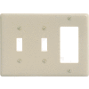 Bryant NP226I Toggle Styleline Combo Plate, 3-Gang, Standard, Ivory Nylon, 2 Toggle