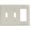 Bryant NP226LA Toggle Styleline Combo Plate, 3-Gang, Std, Light Almond Nylon, 2 Toggle