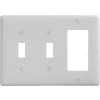 Bryant NP226W Toggle Styleline Combo Plate, 3-Gang, Standard, White Nylon, 2 Toggle