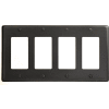 Bryant NP264BK Styleline Rectangular Plate, 4-Gang, Standard, Black Nylon