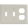 Bryant NP28LA Toggle Duplex Combo Plate, 3-Gang, Standard, Light Almond Nylon