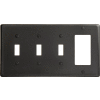 Bryant NP326BK Toggle Styleline Combo Plate, 4-Gang, Standard, Black Nylon, 3 Toggle