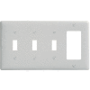 Bryant NP326W Toggle Styleline Combo Plate, 4-Gang, Standard, White Nylon, 3 Toggle