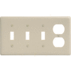 Bryant NP38I Toggle Duplex Combo Plate, 4-Gang, Standard, Ivory Nylon