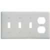 Bryant NP38W Toggle Duplex Combo Plate, 4-Gang, Standard, White Nylon