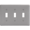 Bryant NP3GY Toggle Plate, 3-Gang, Standard, Gray Nylon