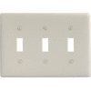 Bryant NP3LA Toggle Plate, 3-Gang, Standard, Light Almond Nylon