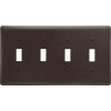 Bryant NP4 Toggle Plate, 4-Gang, Standard, Brown Nylon