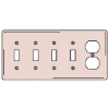 Bryant NP48I Toggle Duplex Combo Plate, 5-Gang, Standard, Ivory Nylon