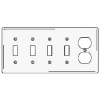 Bryant NP48W Toggle Duplex Combo Plate, 5-Gang, Standard, White Nylon