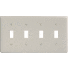 Bryant NP4LA Toggle Plate, 4-Gang, Standard, Light Almond Nylon