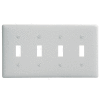 Bryant NP4W Toggle Plate, 4-Gang, Standard, White Nylon