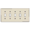 Bryant NP5LA Toggle Plate, 5-Gang, Standard, Light Almond, Nylon