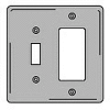 Bryant NPJ126GY Toggle Styleline Combo Plate, 2-Gang, Mid-Size, Gray Nylon