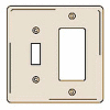 Bryant NPJ126I Toggle Styleline Combo Plate, 2-Gang, Mid-Size, Ivory Nylon