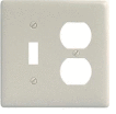 Bryant NPJ18LA Toggle Duplex Combo Plate, 2-Gang, Mid-Size, Light Almond Nylon