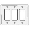 Bryant NPJ263W Styleline Rectangular Plate, 3-Gang, Mid-Size, White Nylon