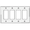 Bryant NPJ264W Styleline Rectangular Plate, 4-Gang, Mid-Size, White Nylon