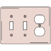 Bryant NPJ28I Toggle Duplex Combo Plate, 3-Gang, Mid-Size, Ivory Nylon