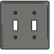 Bryant NPJ2GY Toggle Plate, 2-Gang, Mid-Size, Gray Nylon