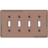 Bryant NPJ4 Toggle Plate, 4-Gang, Mid-Size, Brown Nylon