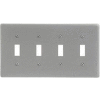 Bryant NPJ4GY Toggle Plate, 4-Gang, Mid-Size, Gray Nylon