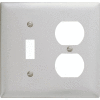 Bryant SS18 Toggle Duplex Combo Plate, 2-Gang, Standard, Satin Stainless