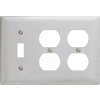 Bryant SS182 Toggle Duplex Combo Plate, 3-Gang, Standard, Satin Stainless