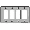 Bryant SS264 Styleline Rectangular Plate, 4-Gang, Standard, Satin Stainless