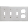 Bryant SS38 Toggle Duplex Combo Plate, 4-Gang, Standard, Satin Stainless