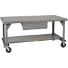 Little Giant® Mobile Heavy Duty, 7 Gauge, Steel Workbench, Drawer - 84"W x 42"D x 34"H