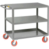 Little Giant® All Welded Service Cart 3LG-3060-6PY, 3 Flush Shelves, 30 x 60 2000 Lb. Cap.