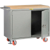 Little Giant MJ-2D-2448-FL Mobile Bench Cabinets, Butcher Block Top, 2 Doors - 48"W x 24"D x 41"H