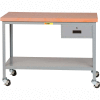 Little Giant WTS-2448-3R-DR Mobile Butcher Block Top Tables, 2 Shelf, Drawer - 48"W x 24"D x 35"H