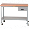 Little Giant WTS-3072-3R-DR Mobile Butcher Block Top Tables, 2 Shelf, Drawer - 72"W x 30"D x 35"H