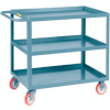 Little Giant® Welded Service Cart w/3 Lip Shelves, 1200 lb. Capacity, 32"L x 18"W x 35"H, Gray