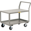 Little Giant® Sloped Handle HD Utility Cart, 2 Shlf, 3600 lb Cap., 30x60x28, 6" Wheels w/Brakes