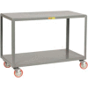 Little Giant® Mobile Table w/2 Shelves & Wheel Brakes, 1000 lb. Cap, 48"L x 24"W x 34"H, Gray