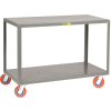 Little Giant® Mobile Table, 2 Shelves, 3600 lb Cap, 24x60, 4 Swivel Casters