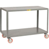Little Giant® Mobile Table w/2 Shelves & Wheel Brakes, 1000 lb. Cap, 60"L x 24"W x 34"H, Gray