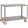 Little Giant® Mobile Table, 2 Shelves, 3600 lb Cap, 24x60, 2 Rigid & 2 Swvl Casters, Floor Lock