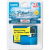 P-Touch TZ Tape Cartridge, TZ Standard Laminated Tape, Black on Yellow, 1-1/2W