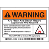 Brady® 1011950 Arc Flash Labels, Warning Arc Flash And Shock Hazzard, 3-1/2" X 5", Blk/Orng/Wht