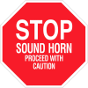 Brady® 124508 Stop Sound Horn Proceed With Caution Sign, Aluminum, 24"W X 24"H