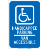 Brady® 90018 Handicapped Parking Van Accessible Sign, Blue/White, Aluminum, 12"W x 18"H