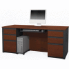 Bestar® Wood Desk - Double Pedestal - 71" - Bordeaux & Graphite - Prestige+