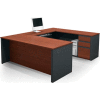 Bestar® U Desk with Pedestal - 71" - Bordeaux & Graphite - Prestige+