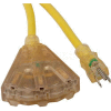 Bayco® SL-745L, 100'L Triple Tap Extension Cord w/ Lighted Ends, 14/3 GA, 15amp, Yellow