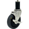 Durable Superior Casters Expansion Stem Caster - 3&quot;Dia. Cond Thermo Rubber, Bearings, Tech Lk Brk