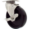 Durable Superior Casters Swivel Top Plate Caster - 4&quot;Dia. Poly with Top Lock - 300 Lb. Cap.